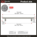homdiy Brushed Nickel Cabinet Pulls Drawer Handles, 7-1/2in(192mm) Hole Center Dresser Drawer Handles Silver Drawer Pulls for Kitchen, Bedroom, Bathroom, Livingroom
