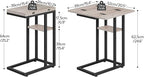 HOOBRO Foldable End Table, C Shaped Side Table with Storage Shelf, Small Snack Table Suitable for Living Room Bedroom Small Spaces, Easy Assembly, Greige and Black BG29SF01