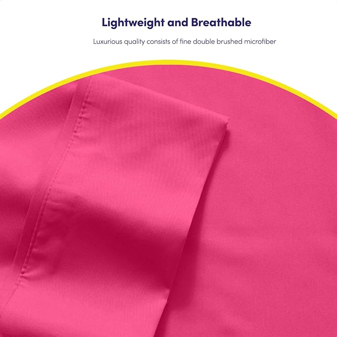 6 Piece Bed Sheet Set, Queen, Fuschia