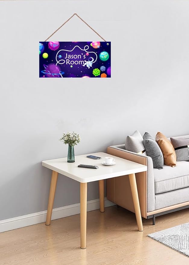 Personalized Outer Space Sign For Little Man Cave Stars Sign For Boys Bedroom Custom Name Science Fiction Theme Kids Room Baby Nursery Door Plaque Wall Art Decor