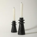 Antique Black Handcrafted Iron Taper Candle Holders - Set of 2 Decorative Candle Stands for Weddings, Dining, and Parties