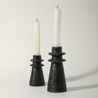 Antique Black Handcrafted Iron Taper Candle Holders - Set of 2 Decorative Candle Stands for Weddings, Dining, and Parties