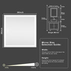 36''x36'' Lighted Mirrors for Bathroom Wall Backlit + Front Lit, Rectangular LED Bathroom Mirror Frameless with Lights Anti Fog, Dimmable, 3 Colors,Tempered Glass, Shatter-Proof