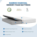 Avenco King Mattress, 12 Inch King Size Mattress in a Box with Bamboo Charcoal Memory Foam for Cooling Sleep & Pain Relief, Medium Soft King Bed Mattresses, CertiPUR-US Certified