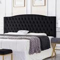 24KF Upholstered Tufted Button Velvet Headboard,Comfortable Fashional Headboard King/CA King Size,Black