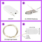 6 Pack LED Fairy Lights 7ft Battery Powered Waterproof Silver Wire 20 Led Mini String Mason Jar Lights for DIY Wedding Party Bedroom Patio Easter Christmas (Purple)