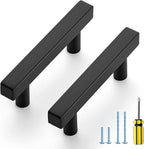 Ravinte Black Cabinet Handles 15 Pack 2-1/2 inch Matte Black Square Cabinet Pulls Kitchen Hardware 4 inch Overall Length Kitchen Drawer Pulls
