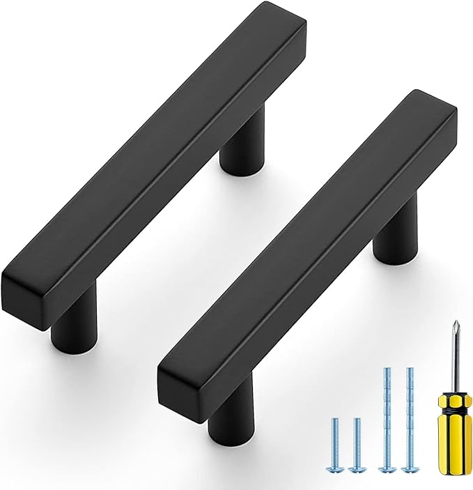 Ravinte Black Cabinet Handles 15 Pack 2-1/2 inch Matte Black Square Cabinet Pulls Kitchen Hardware 4 inch Overall Length Kitchen Drawer Pulls