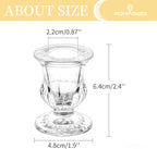 20 Pcs Glass Taper Candle Holders - Romadedi Clear Small Candlestick Holder Bulk, Thicker Glass Candle Sticks Set for Wedding Christmas Party Dining Table Table Centerpiece Decor