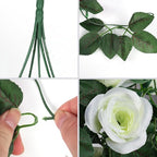 RECUTMS Artificial Plants Hanging 2Pieces 3.3Ft Rose Plant Flowers Vines Wedding (White)