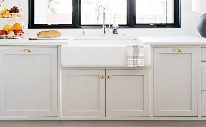 khtumeware 10 Pack 3-1/2" Drawer Pulls Brushed Brass Cabinet Cup Pulls Kitchen Hardware Cabinet Handles Drawer Handles Knobs 3.5 inch Hole Center