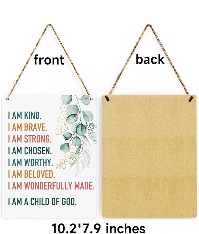 Inspirational Decor I am a Child of God Scripture Wooden Hanging Sign Christian Gift for Baby Kids Girl Boy Nursery Teen Room Bible Verse Wall Art Decoration 8 x 10 Inches