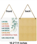 Inspirational Decor I am a Child of God Scripture Wooden Hanging Sign Christian Gift for Baby Kids Girl Boy Nursery Teen Room Bible Verse Wall Art Decoration 8 x 10 Inches