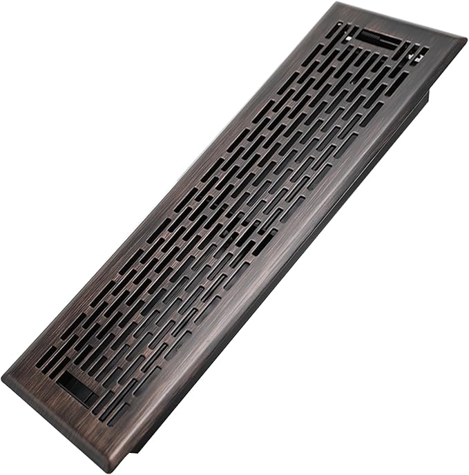 4x14 Inches Heavy Duty Walkable Floor Register - Easy Adjust Air Supply Lever Decorative Floor Vent Covers, Boston Design Vent Covers for Home - Oil Rubbed Bronze