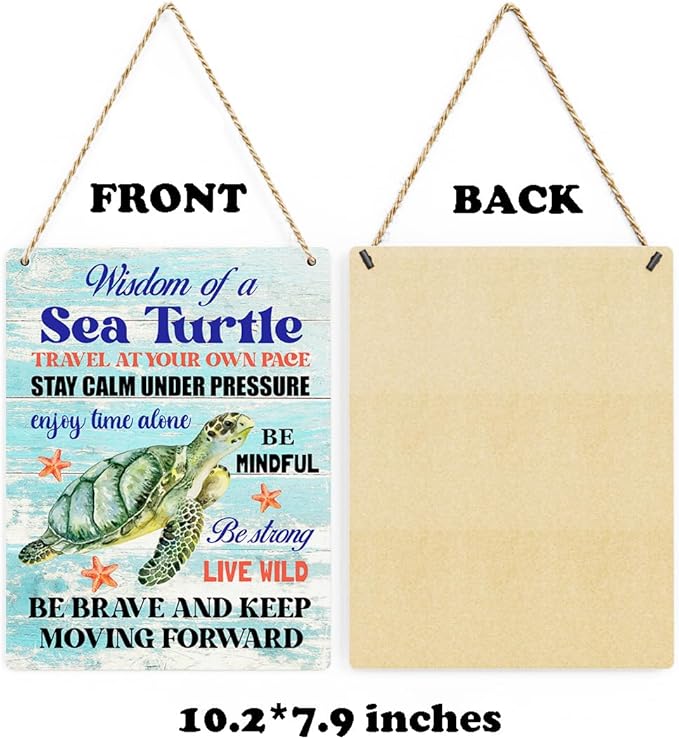 Sea Turtle Decor Inspirational Turtle Decor Plaque Signs Gifts for Turtle Lovers Gift Ideas for Friends Office Bedroom Living Room Home Beach House Nursery Wall Art Decor Wooden Hanging Sign 8x10 Inch