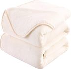 HOZY Soft Blanket Queen Size Fleece Warm Fuzzy Throw Blankets for The Bed Sofa Lightweight 350GSM Ivory 90"*90"