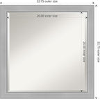 Amanti Art Silver Bathroom Mirror for Over Sink, 23x23 Vista Brushed Nickel Narrow Square Vanity Mirror, Medium Casual Frame, Hangs Horizonally and Vertically, Bathroom Wall Decor, Beveled Edge