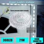 33FT White LED Rope Lights Outdoor,Flexible Tube Rope Lights Plug in,Connecting Rope Lights for Deck,Patio,Camping,Porch,Christmas Holiday Decoration