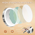 Auxmir Rechargeable Wall Mounted Lighted Makeup Mirror, 8" Double Sided 1X/10X Magnifying Vanity Mirror, 3 Color Lights Touch Dimmable Bathroom Cosmetic with 360° Swivel 13 Inch Extendable Arm, Chrome