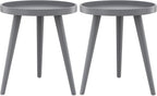 Apicizon Grey Round Side Table Set of 2, Tray Nightstand Sofa Coffee End Table for Living Room, Bedroom, Small Spaces, Easy Assembly Bedside Table, 15 x 18 Inches, Grey