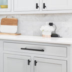 JOY DECOR 45 Pack Single Hole Matte Black Square Cabinet Handles Stainless Steel Cabinet Hardware Pulls for Kitchen and Drawers with 2 Inch Overall Length