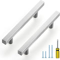 Ravinte Brushed Nickel Cabinet Handles 20 Pack 4 inch Satin Nickel Square Cabinet Pulls Silver Hardware for Kitchen 6 inch Overall Length Stainless Steel Drawer Pulls