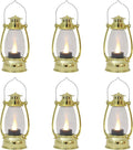Mini Lanterns 6 Pcs LED Small Indoor Golden Decorative Outdoor Hanging Candle Lanterns Farmhouse Weddings Birthday Halloween Christmas Decorations