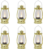 Mini Lanterns 6 Pcs LED Small Indoor Golden Decorative Outdoor Hanging Candle Lanterns Farmhouse Weddings Birthday Halloween Christmas Decorations