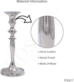 Hosley Set of 2 Silver Finish Taper Candle Holder 8" High. Ideal Gift and Use for Weddings, Party, Spa or Aromatherapy W1