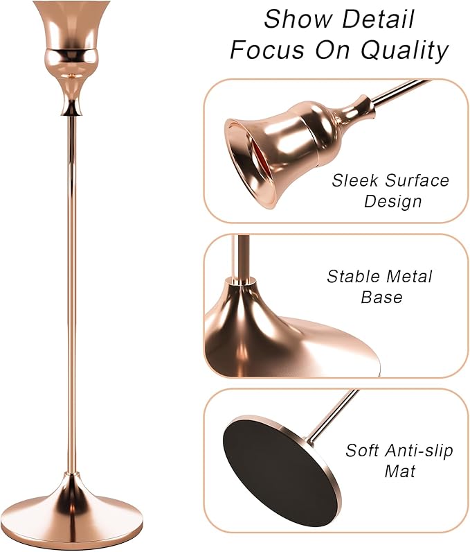 Candlestick Holders Rose Gold, 3 Packs Taper Candle Holder for Candlesticks, Candle Sticks Holder Decor for Home Decor