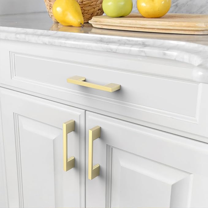 Asidrama 10 Pack 3 Inch(76mm) Brushed Gold Kitchen Cabinet Handles, Cabinet Pulls Kitchen Cabinet Hardware for Cupboard Drawer Pulls