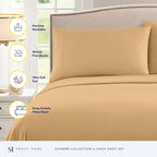 Twin XL Sheets - Breathable Luxury Sheets with Full Elastic & Secure Corner Straps Built In - 1800 Supreme Collection Extra Soft Deep Pocket Bedding Set, Sheet Set, Twin XL, Camel