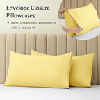 LuxClub 4 PC Sheet Set Bed Sheets Deep Pockets 16" Eco Friendly Wrinkle Free Cooling Machine Washable Hotel Bedding Silky Soft - Lemon Full