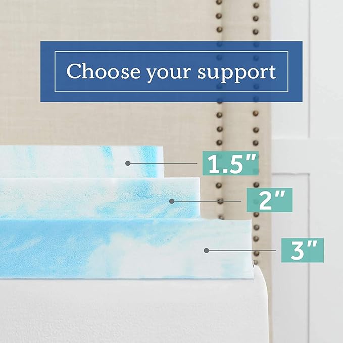 4" SealyChill™ Gel + Comfort Memory Foam Mattress Topper with Pillowtop Washable Allergen Resistant Cover, Queen (F02-00161-QN0), White