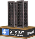 2x10 Inches 4 Pack Heavy Duty Walkable Floor Register - Easy Adjust Air Supply Lever Decorative Floor Vent Covers, Boston Design Vent Covers for Home - Oil Rubbed Bronze