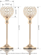VINCIGANT Gold Crystal Candle Holders Set of 2 for Fireplace Coffee Table Mantle Decor,Wedding Home Halloween Decoration Centerpieces