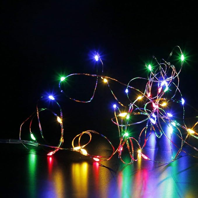 MUMUXI 10ft Multicolor LED String Lights, Battery Powered, Waterproof, for Indoor Outdoor Usage