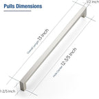JOY DECOR 4 Pack Cabinet Handles, Brushed Nickel Cabinet Pulls, 12-3/5 Inch Kitchen Closet Handles Square Drawer Pulls Stainless Steel Drawer Hardware, 320mm Hole Centers
