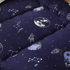Navy Space Adventure Japanese Floor Futon Mattress, Thicken Tatami Mat Sleeping Pad Foldable Bed Roll Up Mattress Floor Lounger Bed Couches and Sofas for Kids Twin Size