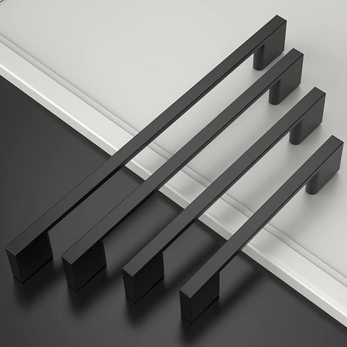 Asidrama 10 Pack 3.75 Inch(96mm) Matte Black Kitchen Cabinet Handles, Cabinet Pulls Kitchen Cabinet Hardware for Cupboard Drawer Pulls