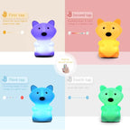 WHA&DARREN Large Fox Night Light for Kids,Cute Baby Night Light, Silicone Bedside Lamp,Sleep LED Lights Desk Light, Eye Caring, Adjustable Brightness & Color, Time Setting