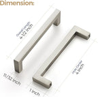 Ravinte 10 Pack Solid Kitchen Cabinet Handles Brushed Nickel Slim Cabinet Pulls Drawer Pulls with 4 Inch Hole Center Square Bar Kitchen Cabinet Hardware