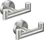 Angle Simple Towel Hook Brushed Nickel 2 PCS, SUS304 Stainless Steel Double Robe Hook, Bathroom Towel Holder, Wall Mount