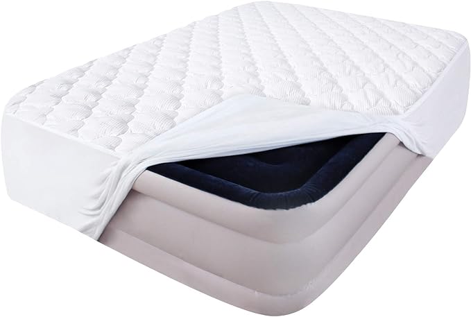 Air Mattress Pad Cover King, Thick Quilted Mattress Topper Cover, Super Soft Breathable and Noiseless Down Alternative Fiber Mattress Pad with Deep Pocket