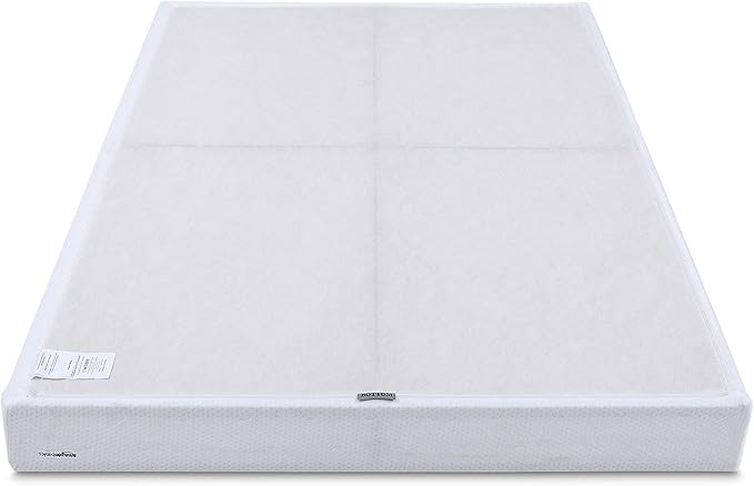 Amazon Basics Smart Box Spring Bed Base, 9-Inch Height Mattress Foundation, Tool-Free Easy Assembly, Cal King, 83"L x 71"W x 9"H, White