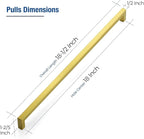 JOY DECOR 6 Pack Cabinet Handles, Gold Cabinet Pulls, 18 Inch Kitchen Closet Handles Square Drawer Pulls Stainless Steel Drawer Hardware, 458mm Hole Centers