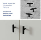 LONTAN 10 Pack Black Knobs for Cabinets and Drawers Kitchen Cabinet Knobs for Dresser Bathroom Modern T Bar Furniture Black Hardware,Stainless Steel