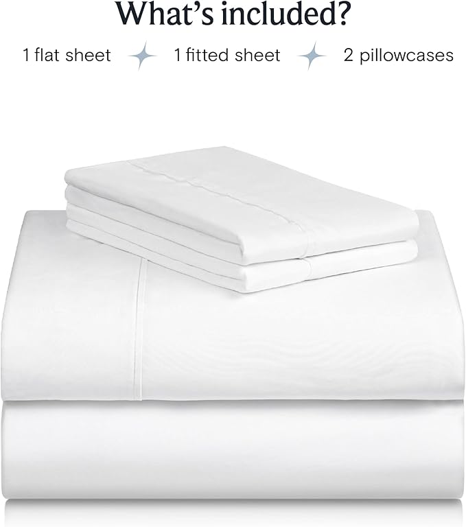 LuxClub 4 PC Queen Sheet Set, Bed Sheets Queen Size, Deep Pockets Wrinkle Free Cooling Bed Sheets Machine Washable Hotel Bedding Silky Soft - White Queen