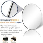 ANDY STAR Round Bathroom Mirror, 24’’ Polished Chrome Round Bathroom Mirrors in Stainless Steel Metal Frame 1" Deep Set Design 7