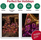 LAMPHOME Super-Bright Extendable Orange Purple and Green Christmas Lights Decoration 150Lights 31.9ft UL Certified Mini Bulb String Lights Set for Outdoor Halloween Christmas Tree Garden Holiday Decor